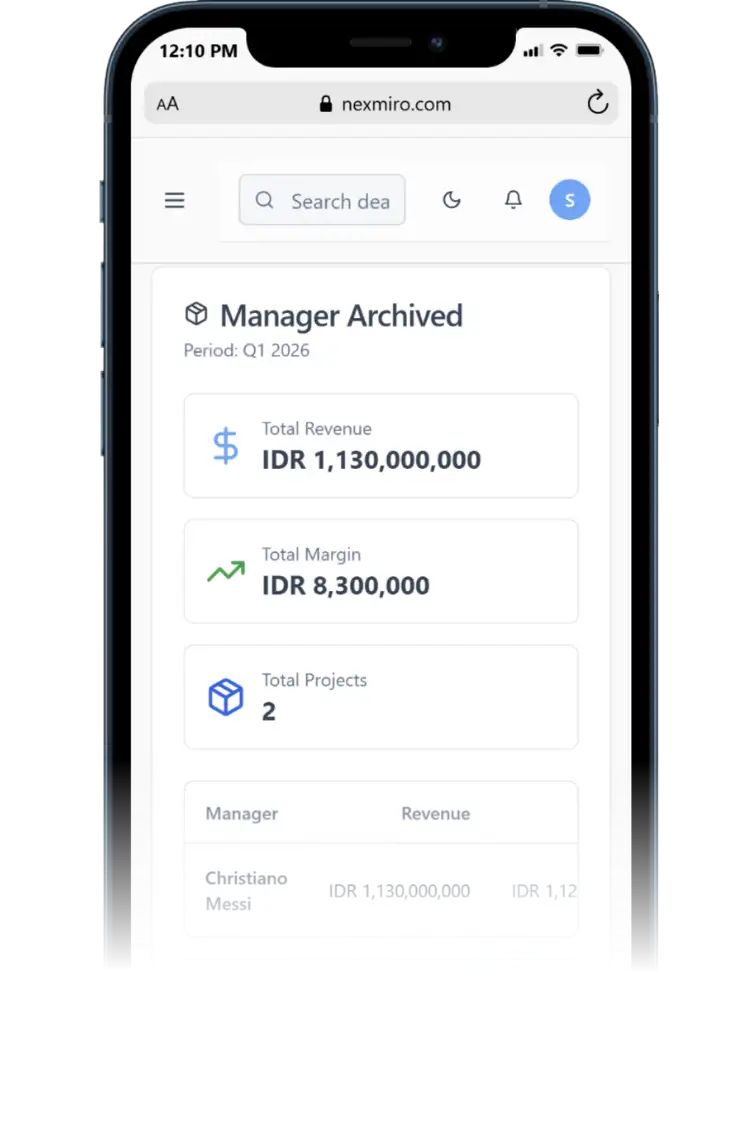 Nexmiro CRM AI Mobile Dashboard Screen 6