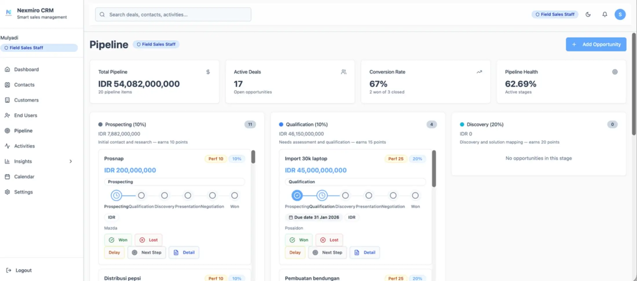 Nexmiro CRM AI - Screen 1